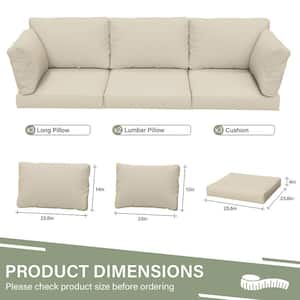 25.6 in. x 23.6 in. x 4 in. (8-Piece) Deep Seating Outdoor Lounge Chair Sofa Cushion with Lumber Pillow Cream