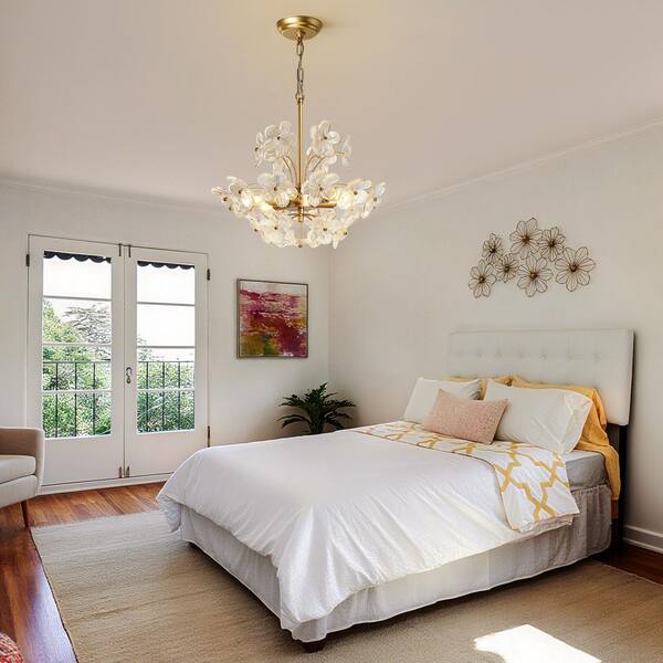 KAISITE 6-Light Brushed Gold Finish Height Adjustable Antique