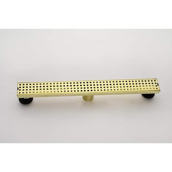 Tahanbath 24in Hair Catchers and Strainers, 3.2 in H x 4.4 in D In Brushed Gold Stainless Steel Decorative Drain Cover
