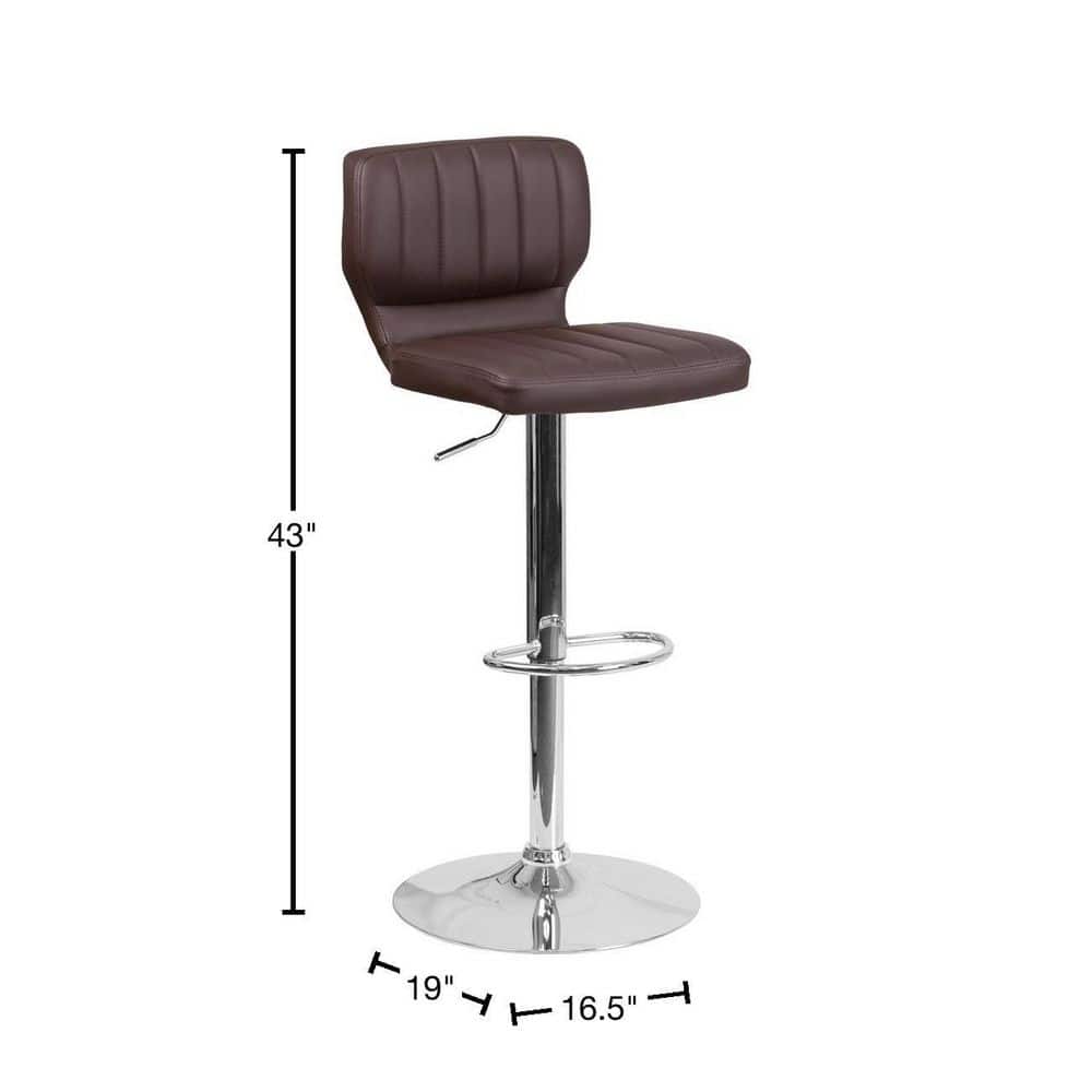 Elevate Brown Vinyl Swivel Adjustable Barstool with Chrome Finish