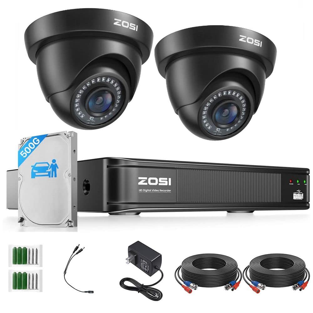 H. 265 plus 8-Channel 3K-Lite DVR Security Camera System with 2X 1080P Wired Dome Cameras Pre-installed 500GB HDD