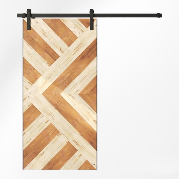 Urban Woodcraft Custom Stained 83 in. x 40 in. Malibu, Lumina White, Reclaimed Wood, Sliding Barn Door with Hardware Kit