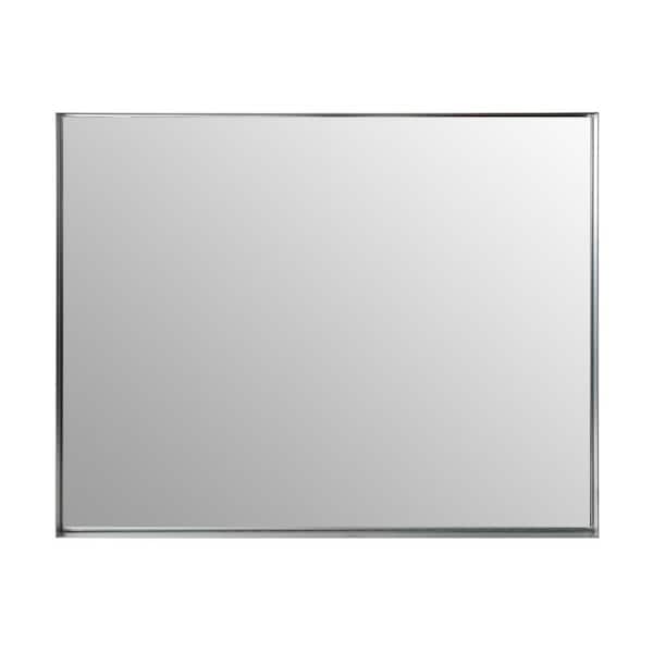 JimsMaison 48 in. W x 30 in. H Large Rectangular Framed Wall Bathroom Vanity Mirror in Silver