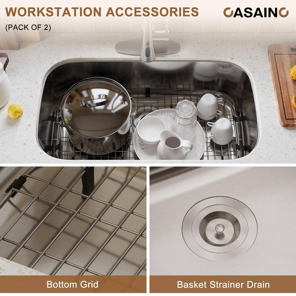 32'' Brushed Stainless Steel Undermount Single Bowl Kitchen Sink