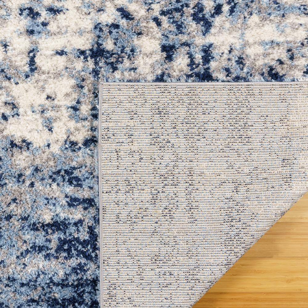 Blue Tufted Rectangular Shag Area Rug 9' x 12'