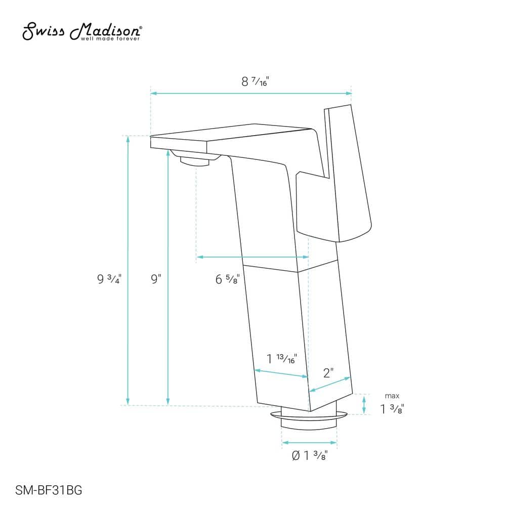 Carré Brushed Gold Single-Handle High Arc Bathroom Faucet