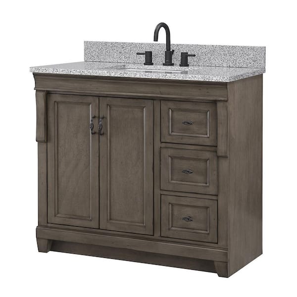 Home Decorators Collection Naples 37 in. Single Sink Distressed Gray Bath Vanity with Napoli Granite Top (Assembled)