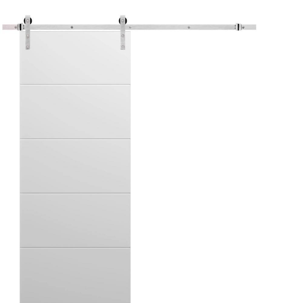 Assembly Required 18 in. x 80 in. 1-Panel Painted White Solid Wood Sliding Barn Door with Hardware Kit price history on PriceWatchPro