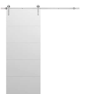 18 in. x 80 in. 1 Panel Painted White Solid Wood Sliding Barn Door with Hardware Kit