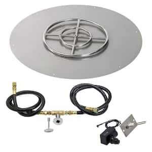 30 in. Round Stainless Steel Flat Pan with Spark Ignition Kit - Natural Gas (18 in. Ring Burner Included)