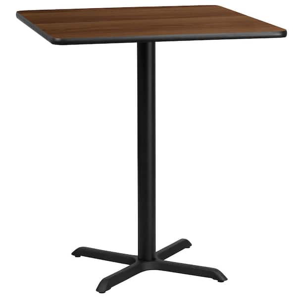 Flash Furniture 36 in. Square Walnut Laminate Table Top with 30 in. x 30 in. Bar Height Table Base