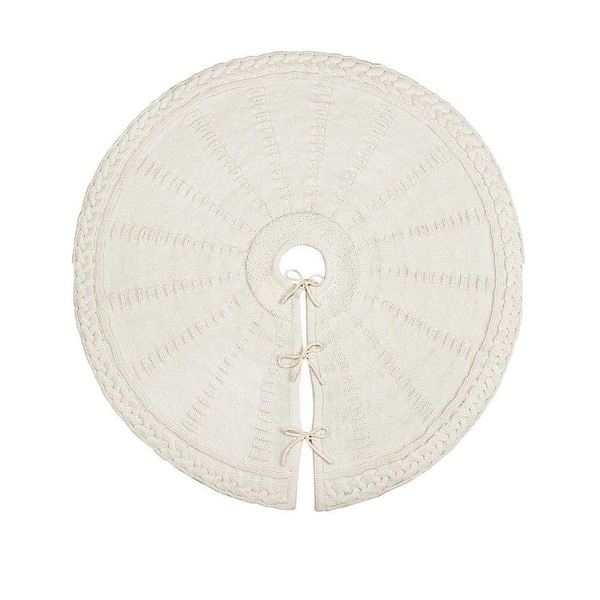 48 in. White Cotton Christmas Tree Skirt