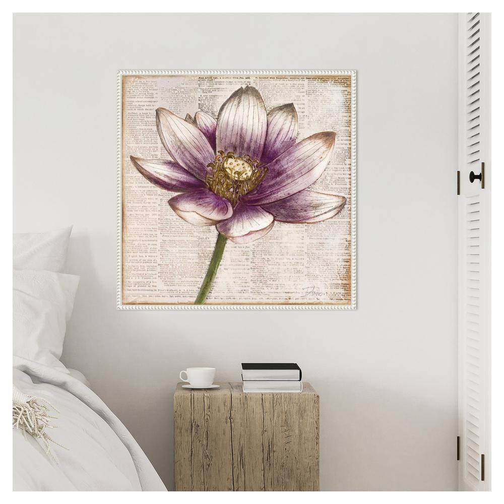 Patricia Pinto Framed Lotus Flower Canvas Art with Beaded Perimeter