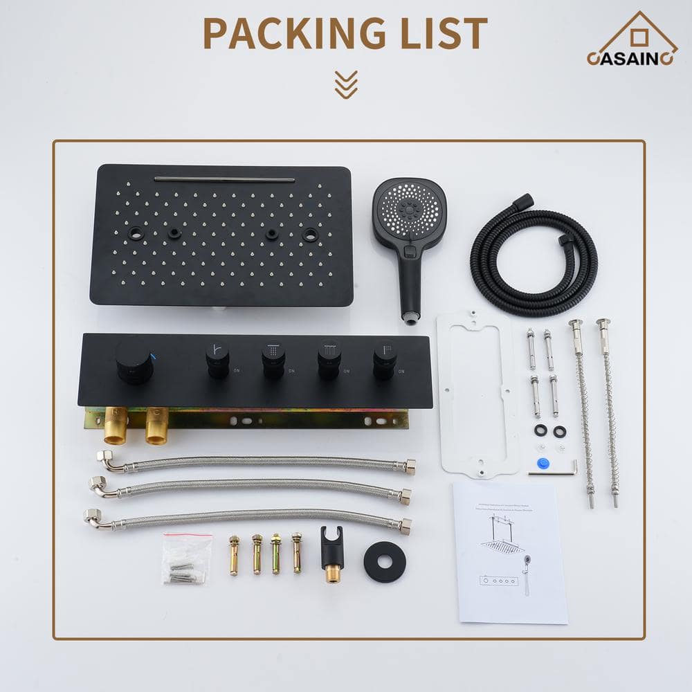 Large Dual Rectangle Ceiling Mount Shower System with Handheld