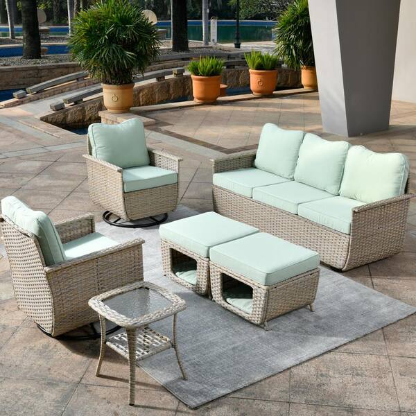 StyleWell Sharon Hill 5-Piece Wicker Patio Conversation with Chili