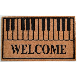 Vinyl Back Mat Piano Keys Welcome 30 in. x 18 in. Coir Door Mat