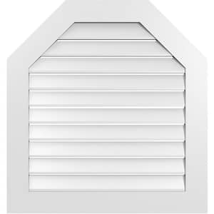 32 in. x 34 in. Octagonal Top Surface Mount PVC Gable Vent: Functional with Standard Frame
