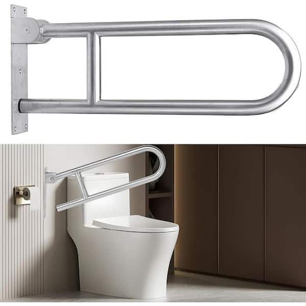 Flip Up 23.6 in. x 1.25 in. Concealed Screw Toilet Grab Bar Stainless Steel Safety Rail for Elderly Disabled