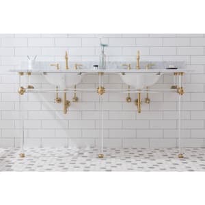 Embassy 72 in. Brass Washstand Legs and Connectors in Satin Gold PVD with P-Trap
