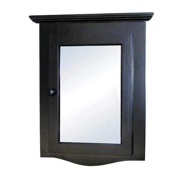 Bethpage 20-1/8 inches Width x 27-1/8 in. Height Corner Wood Wall Mounted Bathroom Medicine Cabinet in Black