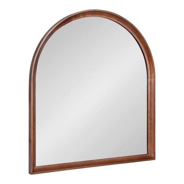 Hatherleigh Walnut Brown 32 in. W x 36 in. H Modern Arch Wood Wall Mirror