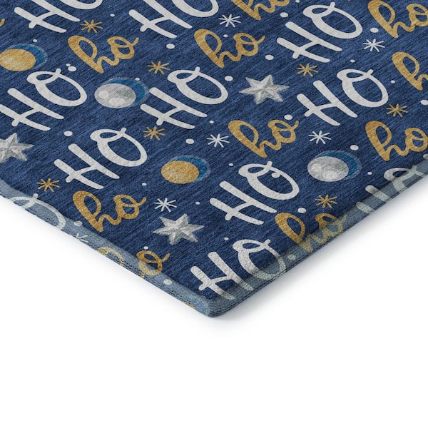 Mayfield Premium Machine Washable Abstract AMF1810 Navy 10 ft. x 14 ft. Area Rug