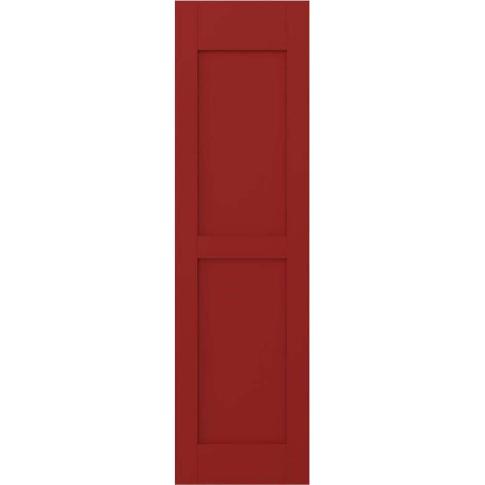 12 in. W x 76 in. H Americraft 2-Equal Flat Panel Exterior Real Wood Shutters Pair in Fire Red price history on PriceWatchPro