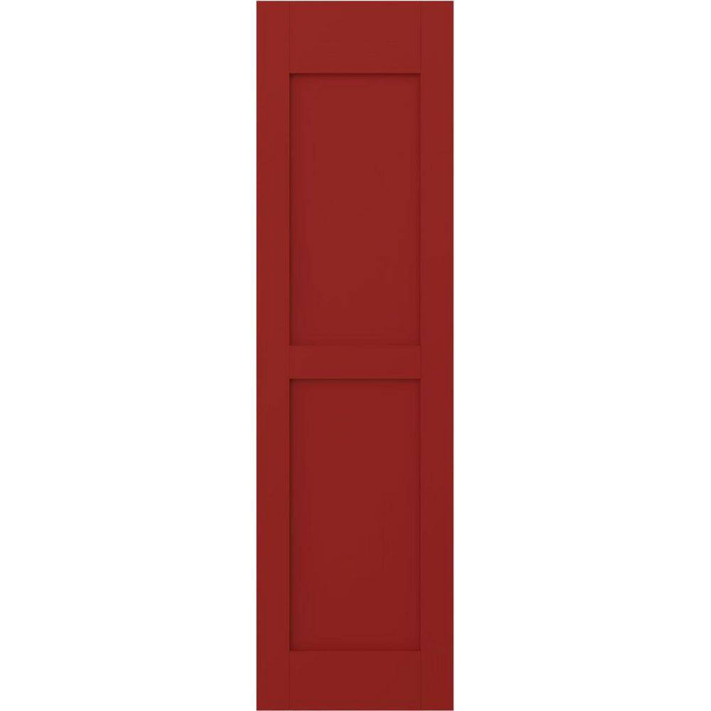 15 in. W x 39 in. H Americraft 2 Equal Flat Panel Exterior Real Wood Shutters Pair in Fire Red price history on PriceWatchPro
