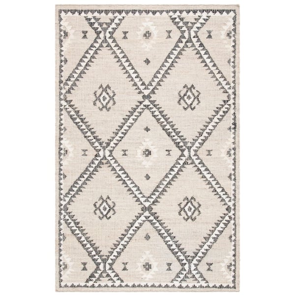 SAFAVIEH Kilim Grey/Black 5 ft. x 8 ft. Native American Trellis Border Area Rug