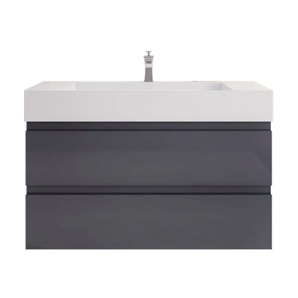 Monterey 42 in. W x 20 in. D x 26 in. H Single Sink Floating Bath Vanity in High Gloss Grey with White Acrylic Top price history on PriceWatchPro