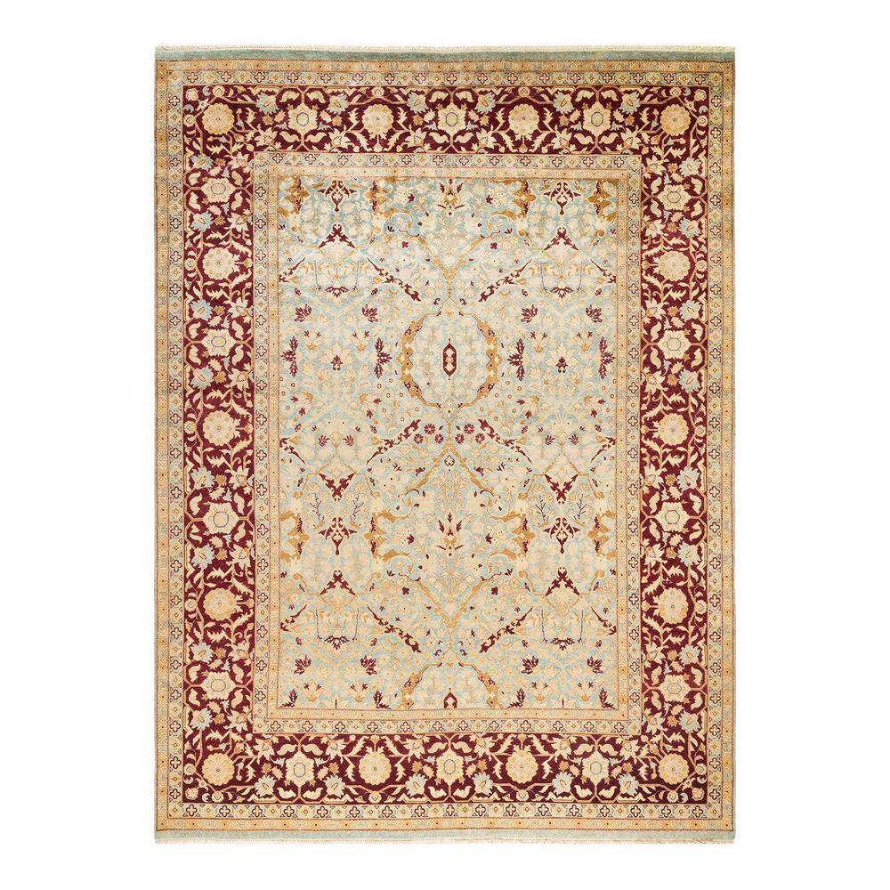 Eclectic Light Blue 9 x 12 Oriental Wool Indoor Area Rug price history on PriceWatchPro