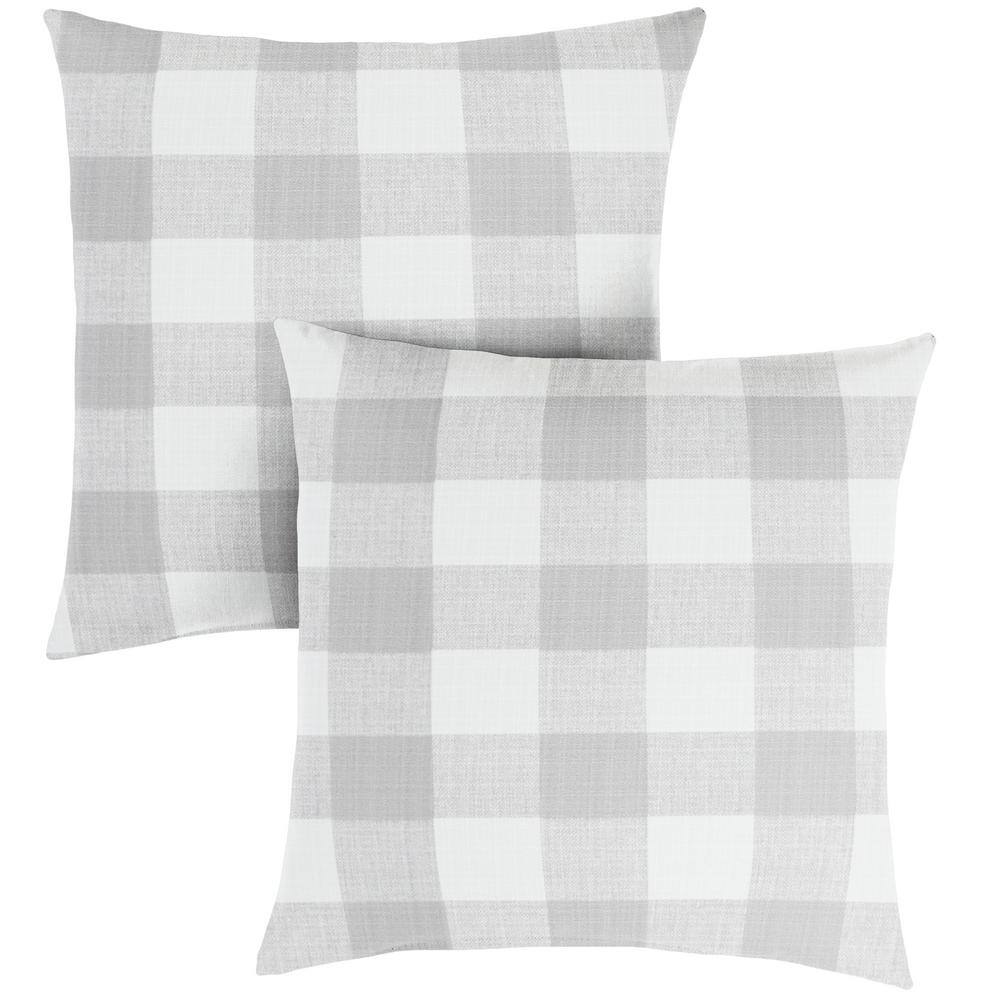 Sorra Home Grey Buffalo Plaid Outdoor Knife Edge Throw Pillows (2-Pack ...
