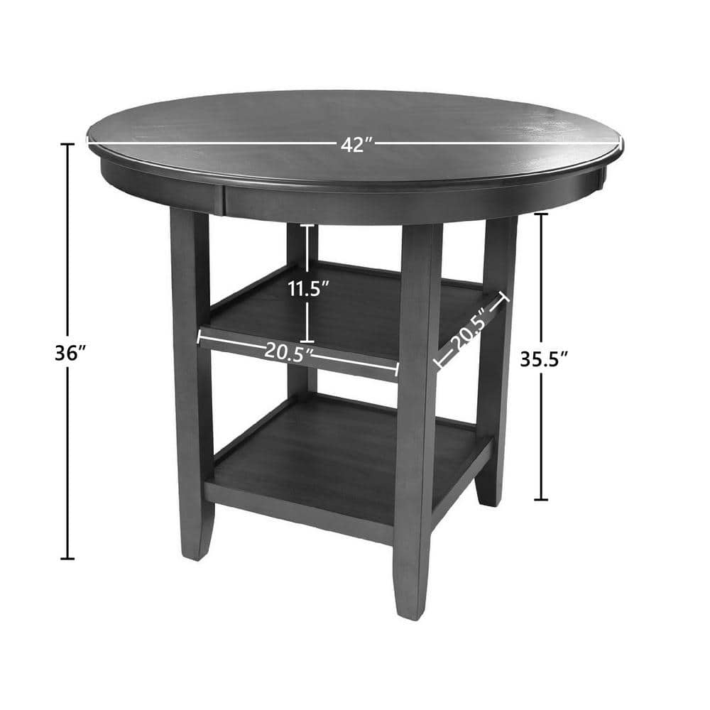 Contemporary 42" Round Gray Dining Set with 4 Padded Chairs