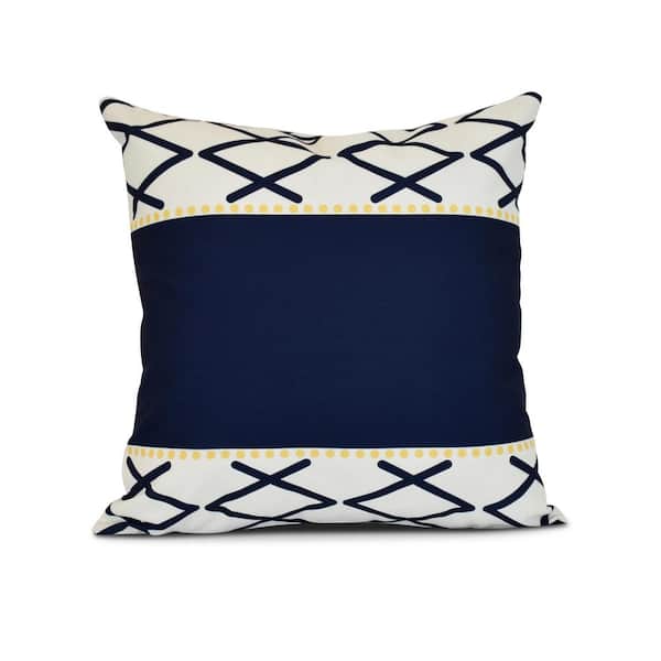 E BY DESIGN LLC Knot Fancy Navy Blue Geometric 17 in. x 17 in. Throw Pillow
