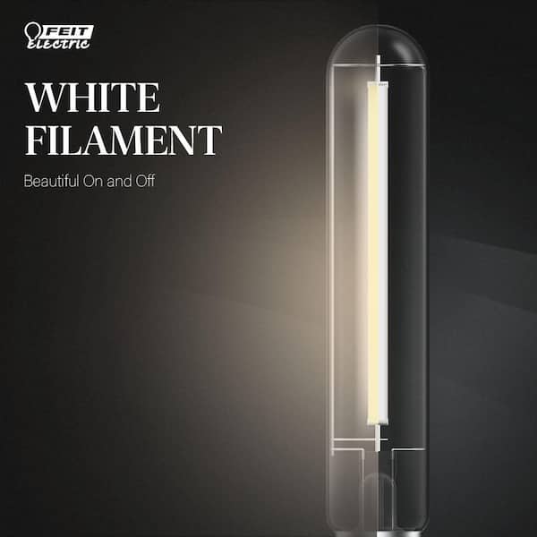 60W Equivalent T10L Dimmable Straight White Filament Clear E26 Vintage Edison LED Light Bulb Bright White 3000K (4-Pack)