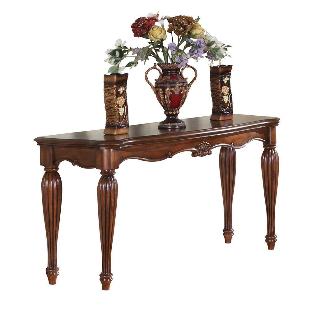 Elegant Carved Cherry Wood Sofa Table - Traditional Elegance