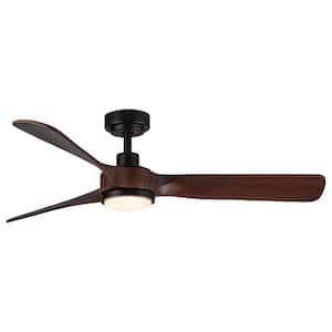52 in. 1-Light Integrated LED Indoor Brown Ceiling Fan Lighting with Remote and 3 ABS Blades