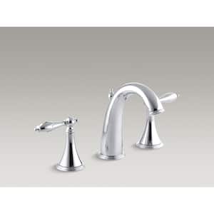 Finial Traditional 8 in. Widespread 2-Handle High-Arc Bathroom Faucet in Polished Chrome with Lever Handles