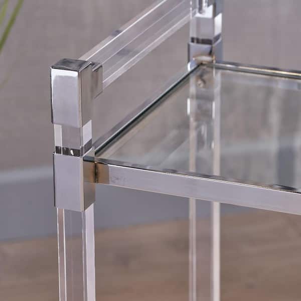 Mirren Modern Glass Bar Trolley Clear - Christopher Knight Home