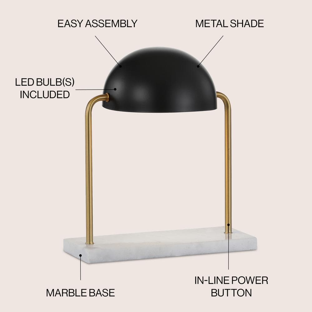 Porter 13.5" Black Dome Lamp with Marble Base