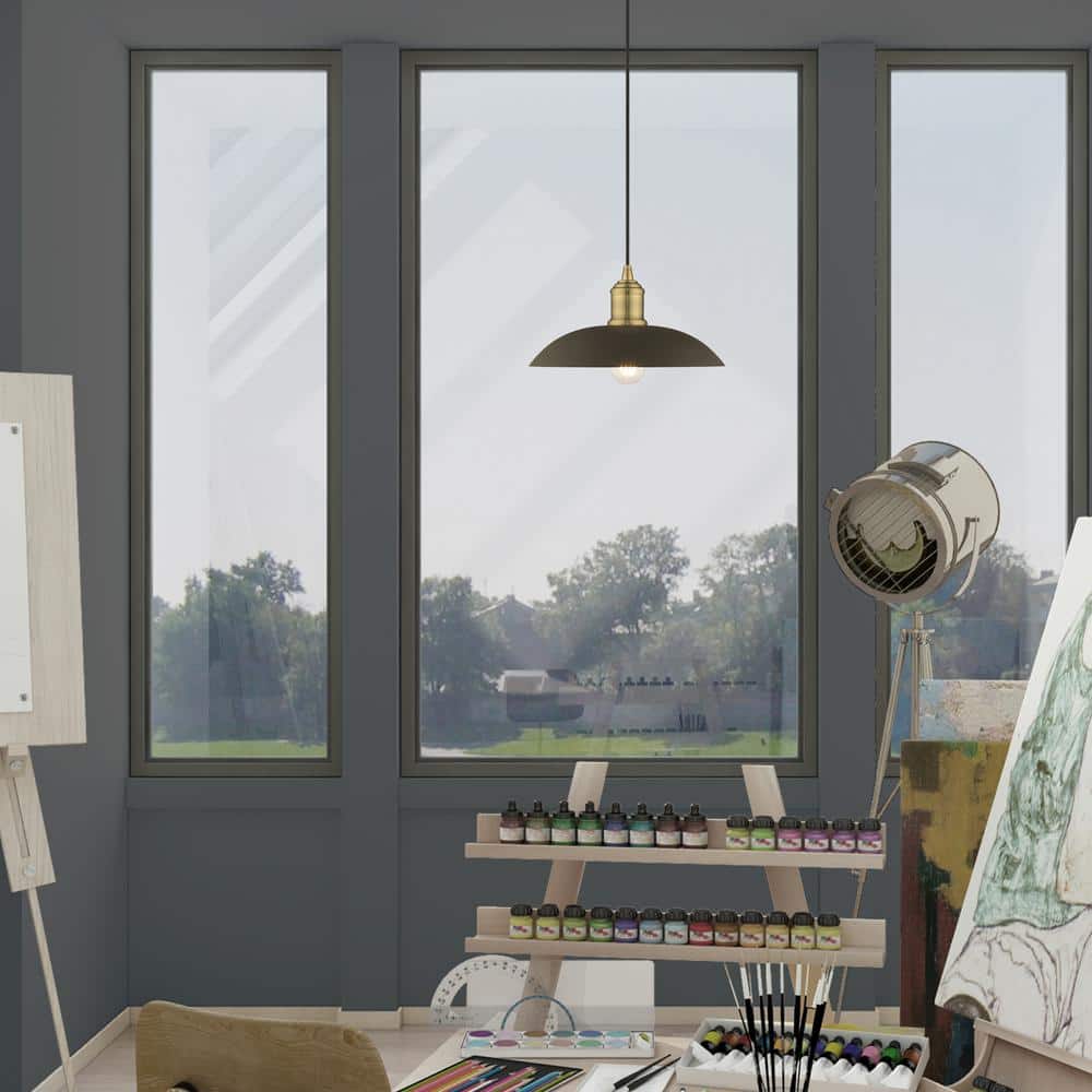 Bronze and Brass Mini Pendant Light with Metal Shade