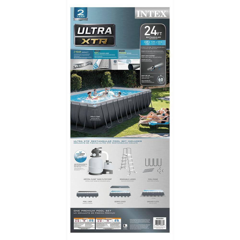 Intex Rectangular Ultra XTR Above Ground Pool with Sand Filter Pump