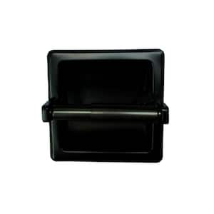 Recessed Toilet Paper Holder with Mounting Plate in Matte Black