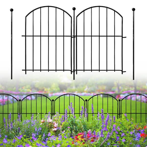 24 in. H x 20 ft. L No-Dig Garden Fence , 10-Pack Metal Animal Barrier with Arched Design - Rustproof Fencing