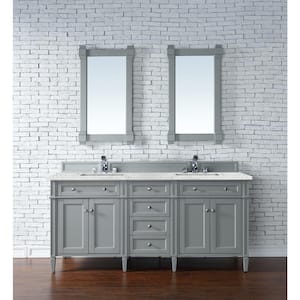 Brittany 72 in. W x 23.5 in. D x 34 in. H Double Bath Vanity in Urban Gray with Quartz Top in Eternal Jasmine Pearl