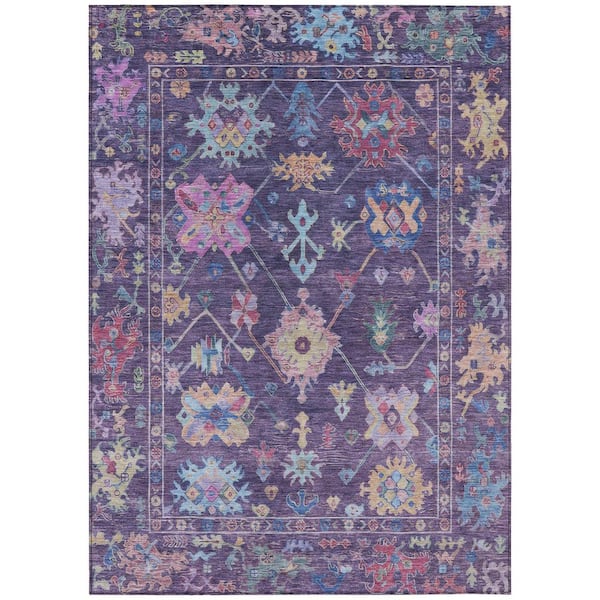 Chantille Machine Washable Indoor/Outdoor Abstract ACN2234 Eggplant 8 ft. x 10 ft. Area Rug