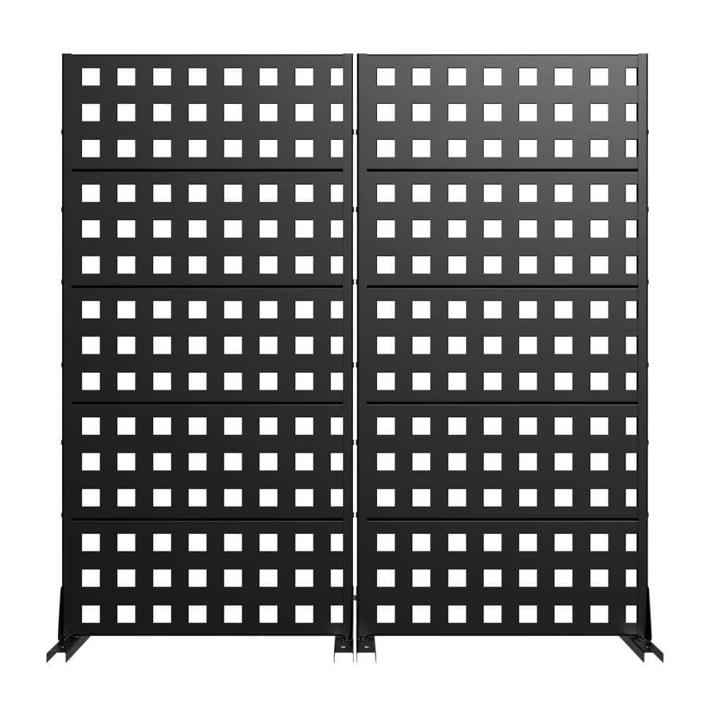 60 in. H x 30 in. W Outdoor Black Galvanized Steel Decorative Garden Fence Privacy Screen (2-Pack) price history on PriceWatchPro