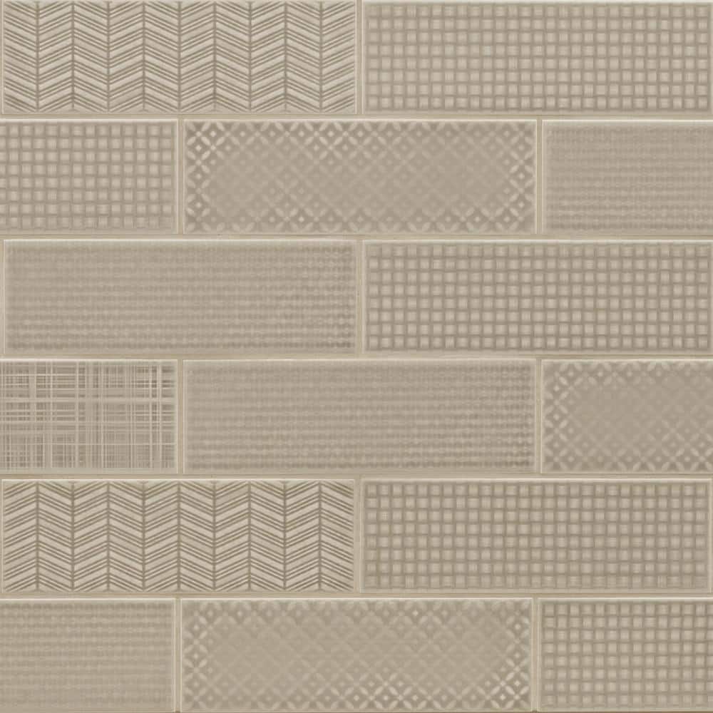 Take Home Tile Sample - Citylights Warm Concrete 3D Mix 4 in. x 4 in. Glossy Ceramic Gray Textured Subway Tile price history on PriceWatchPro