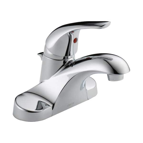 Delta Foundations 4 In Centerset Single Handle Bathroom Faucet In Chrome B510lf Ppu Eco The Home Depot