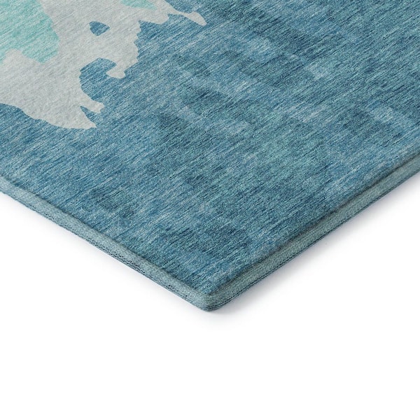 Mayfield Premium Machine Washable Abstract AMF961 Teal 2 ft. x 3 ft. Area Rug